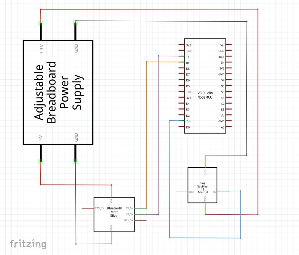 Schematic Diagram for Colour changing Bluetooth WS2812B RGB ring light